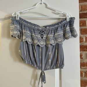 Blue off the shoulder top